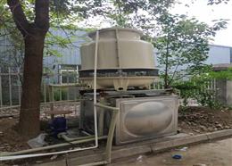 广汉GL-15T圆形逆流冷却塔淬火液闭循环系统安装现场
