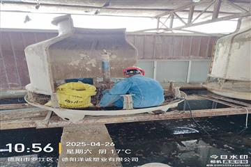 德阳冷却塔,德阳玻璃钢冷却塔冷却塔填料更换，冷却塔搬迁项目现场-业主单位德阳洋诚塑业有限公司